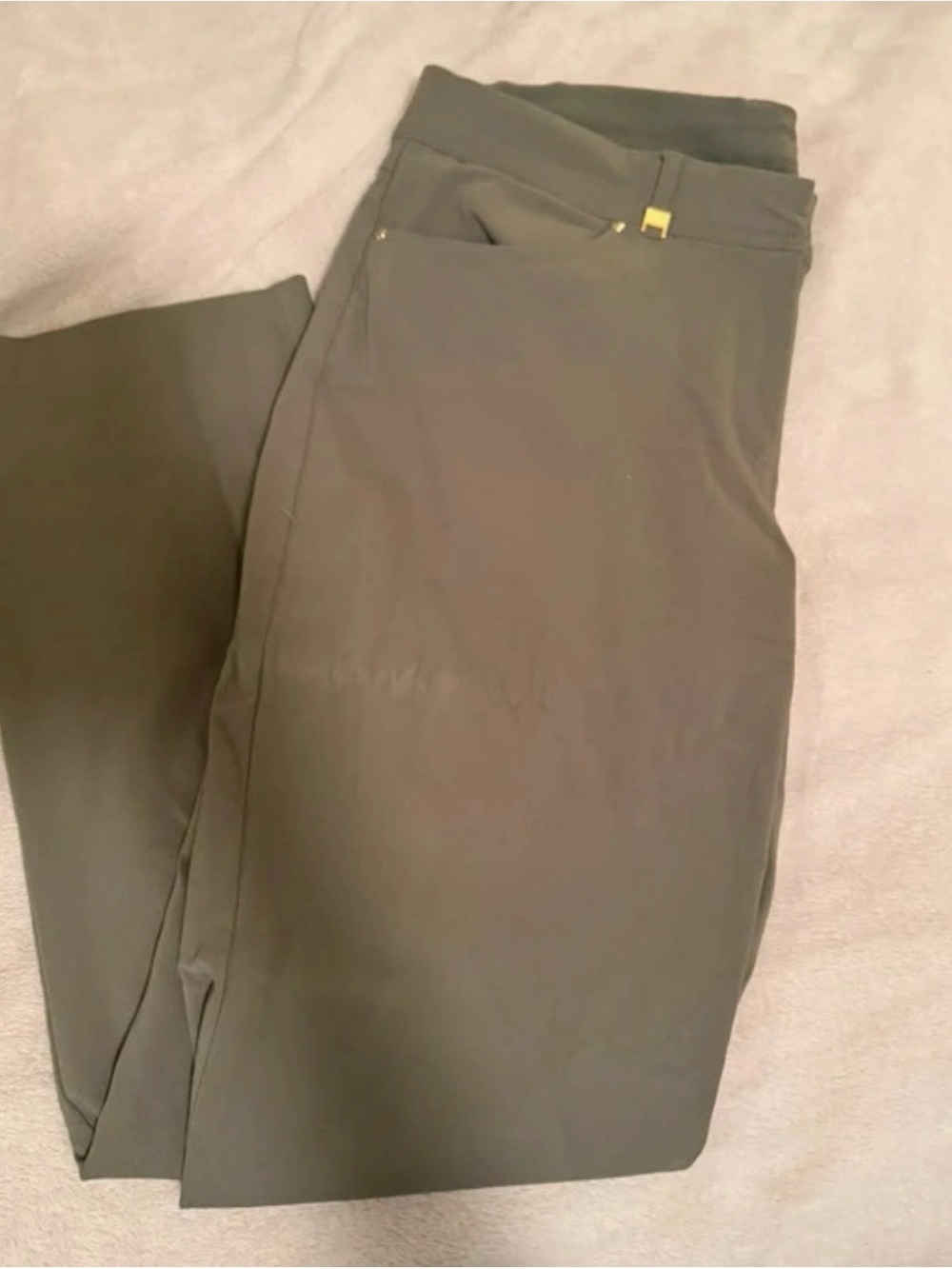 JM Collection Olive Women’s Dress Pants with Subtle Gold Accent